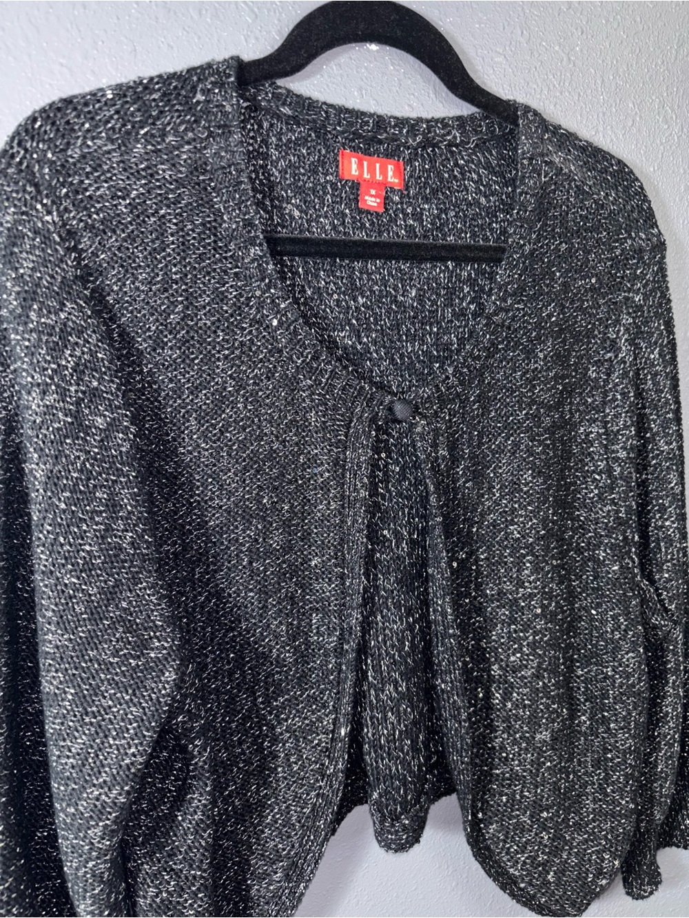 Elle Black & Silver Metallic Knit Button Cardigan